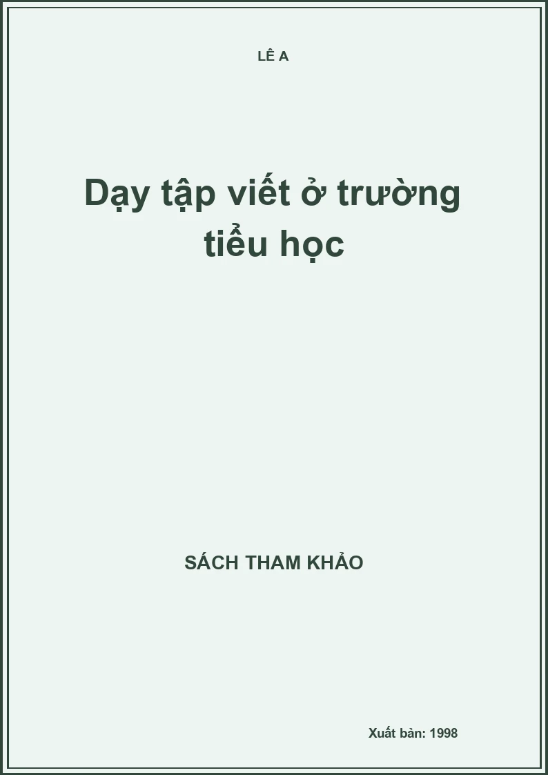 Dạy tập viết ở trường tiểu học