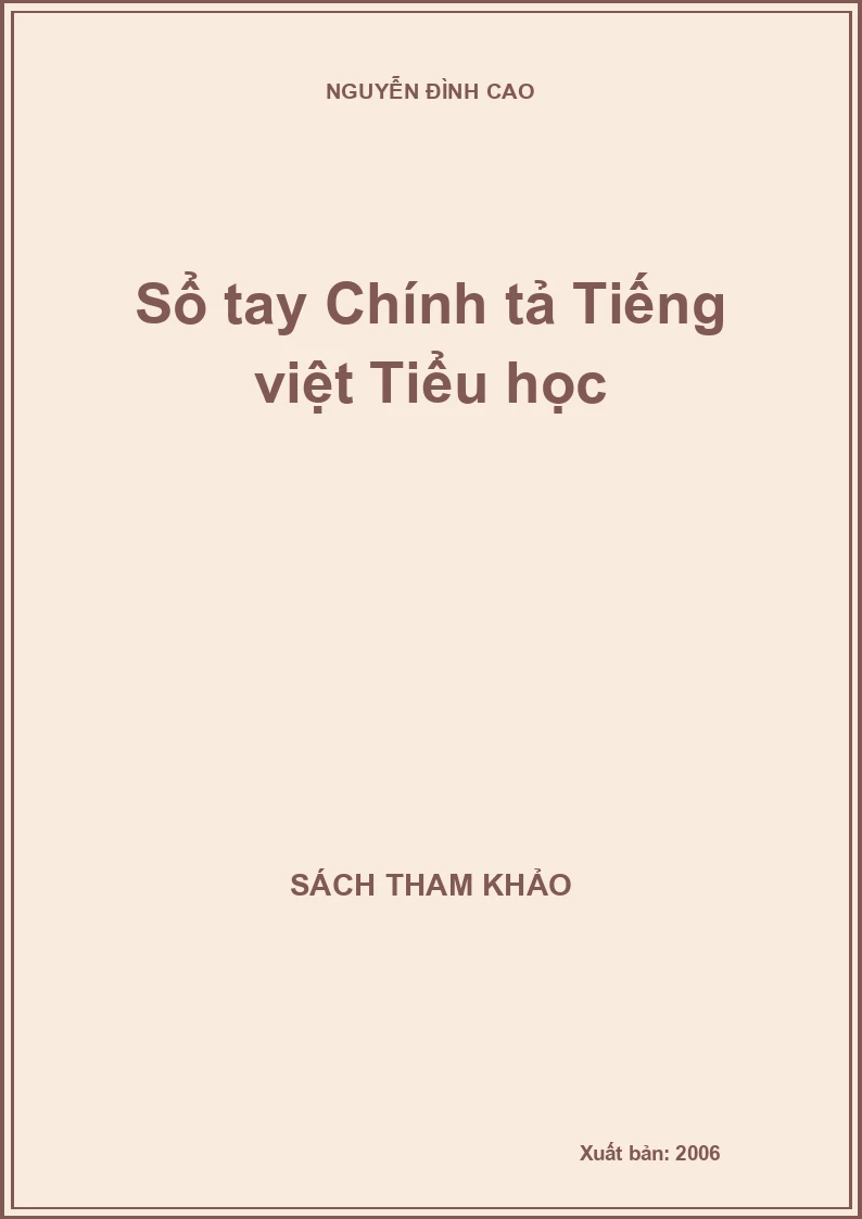 Sổ tay Chính tả Tiếng việt Tiểu học
