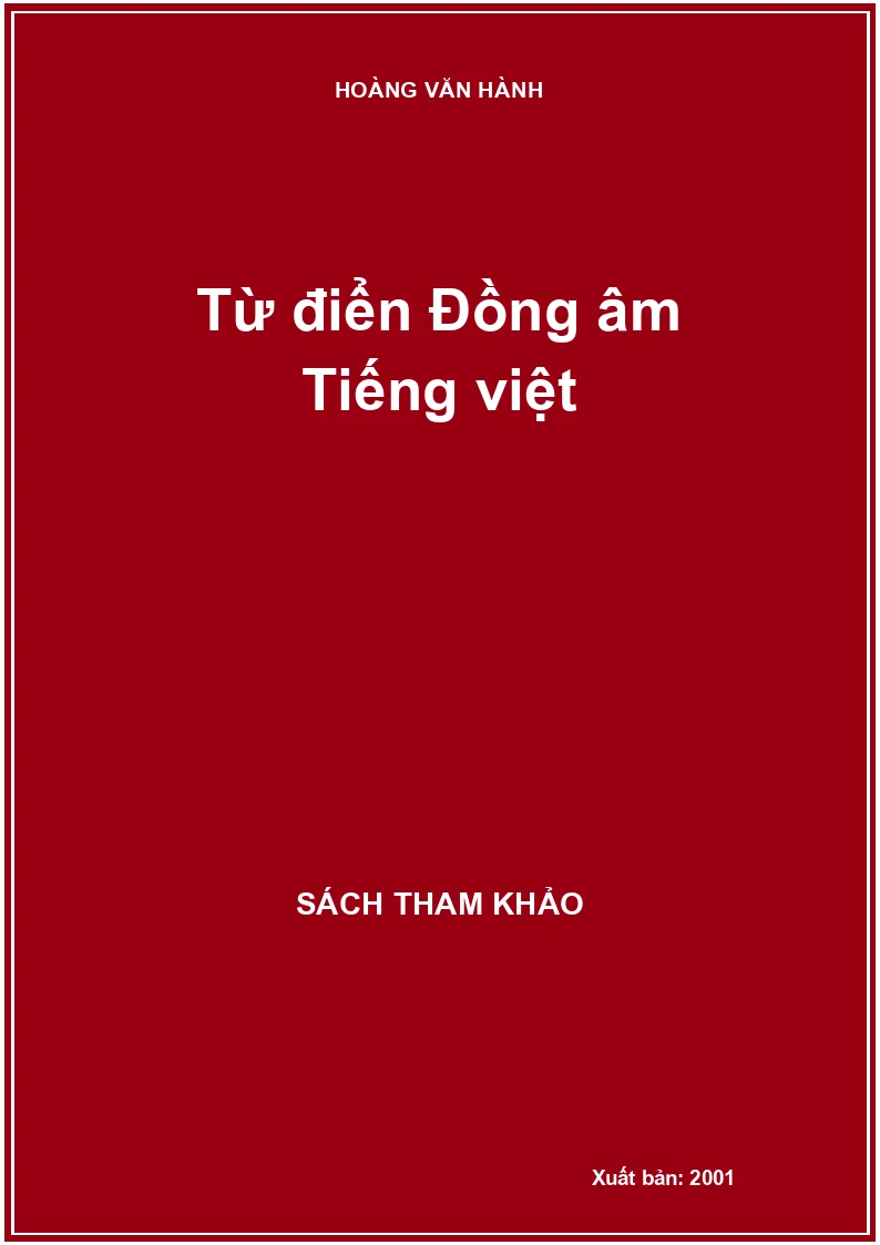 Từ điển Đồng âm Tiếng việt