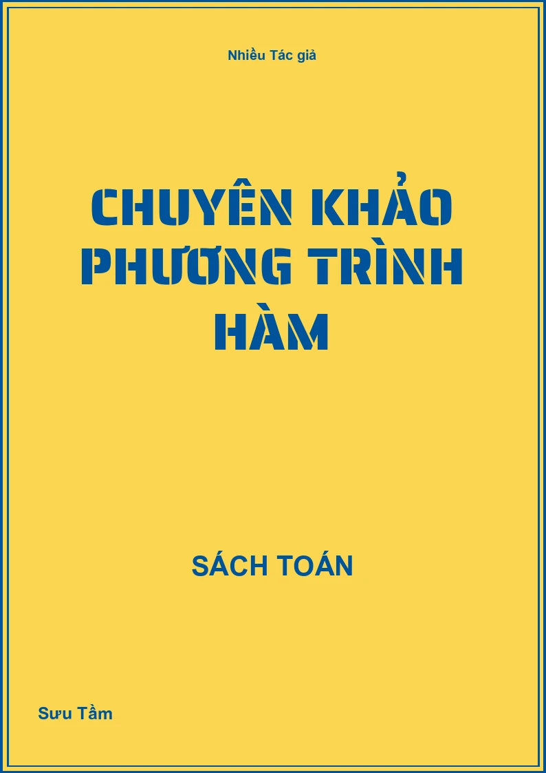 Chuyên khảo phương trình hàm
