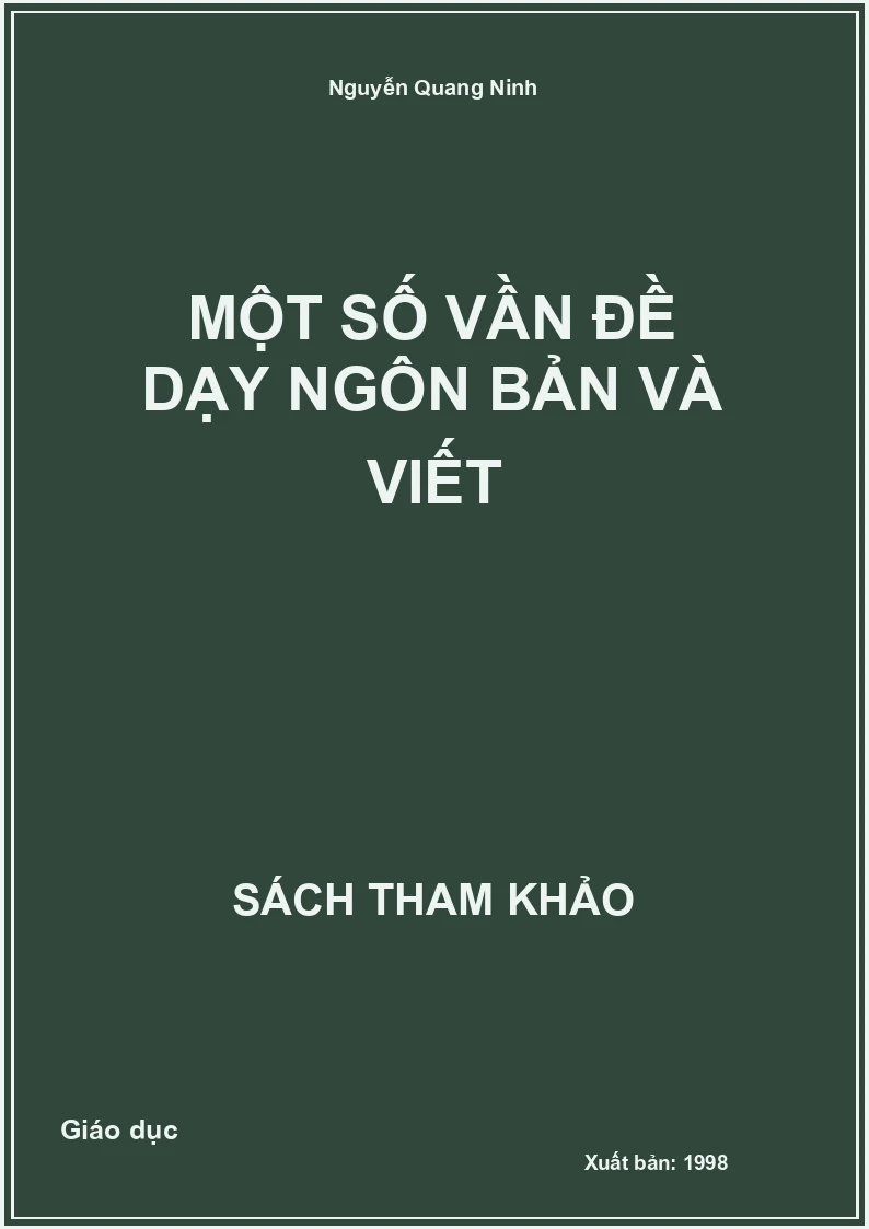 Một Số Vần Đề Dạy Ngôn Bản Và Viết
