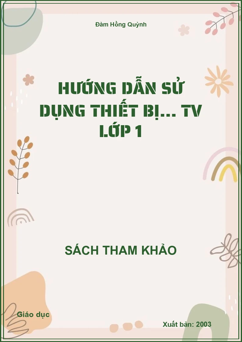 Hướng Dẫn Sử Dụng Thiết Bị… Tv Lớp 1