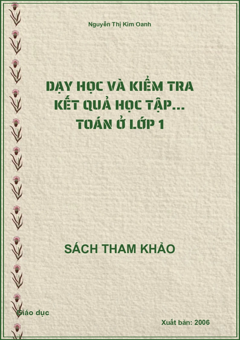 Dạy Học Và Kiểm Tra Kết Quả Học Tập… Toán Ở Lớp 1