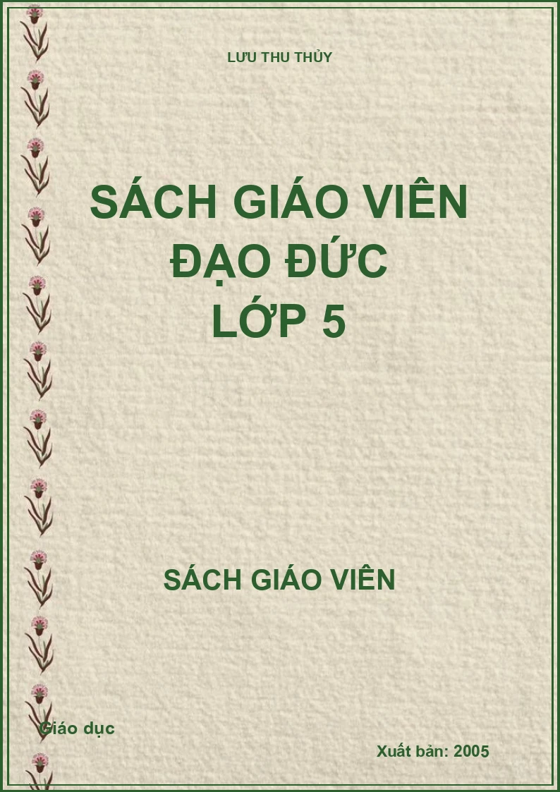 SÁCH GIÁO VIÊN ĐẠO ĐỨC LỚP 5