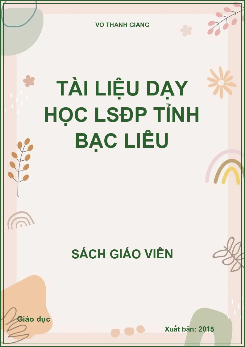 TÀI LIỆU DẠY HỌC LSĐP TỈNH BẠC LIÊU