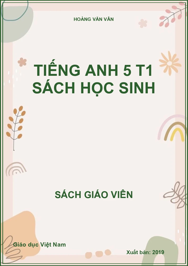 TIẾNG ANH 5 T1 SÁCH HỌC SINH