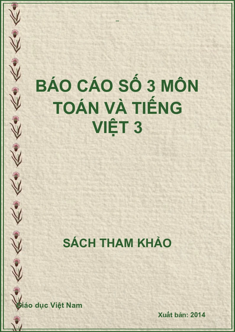 BÁO CÁO SỐ 3 MÔN TOÁN VÀ TIẾNG VIỆT 3