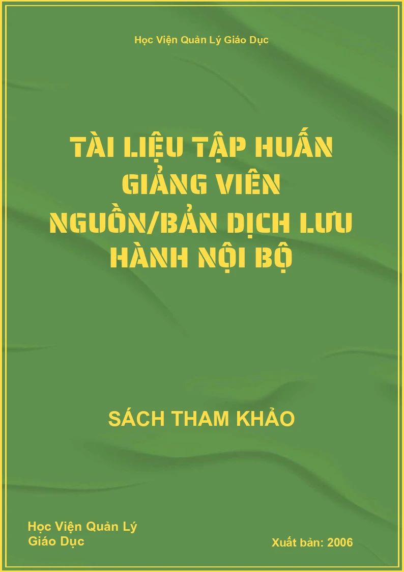 Tài liệu tập huấn giảng viên nguồn/bản dịch lưu hành nội bộ