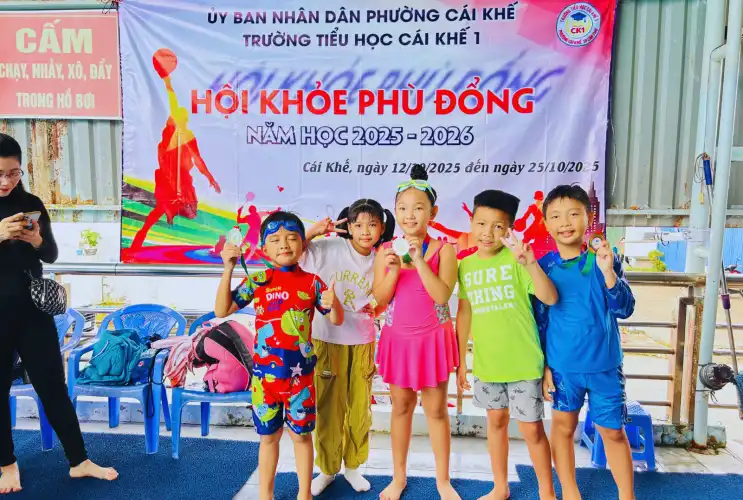 Những “kình ngư nhí” trường Tiểu học Cái Khế 1 tỏa sáng trong ngày thi đấu