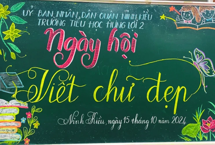 Ngày hội viết chữ đẹp tại trường Tiểu học Hưng Lợi 2