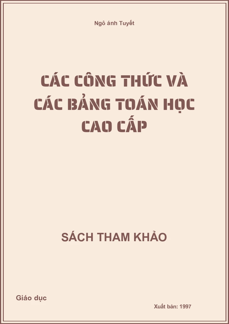 Các công thức và các bảng Toán học cao cấp