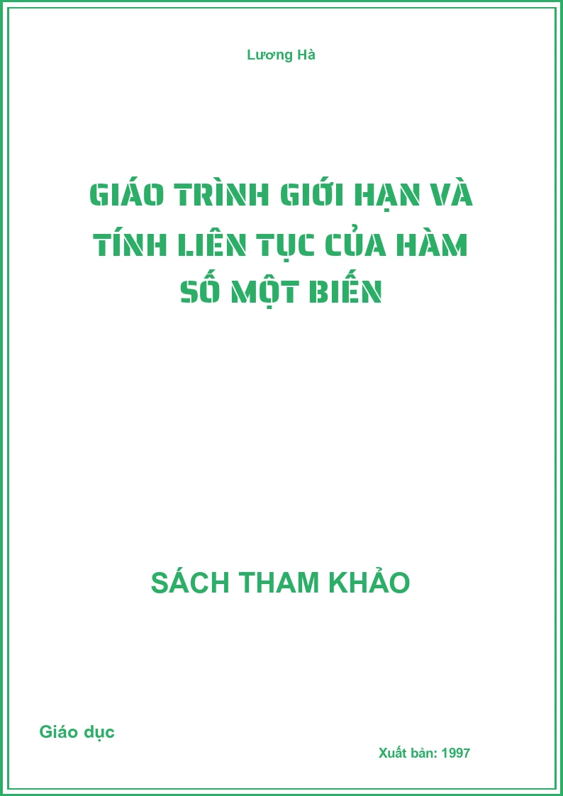Giáo trình giới hạn và tính liên tục của hàm số một biến