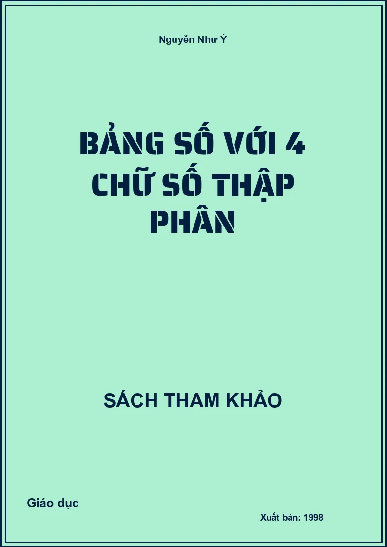 Bảng số với 4 chữ số thập phân