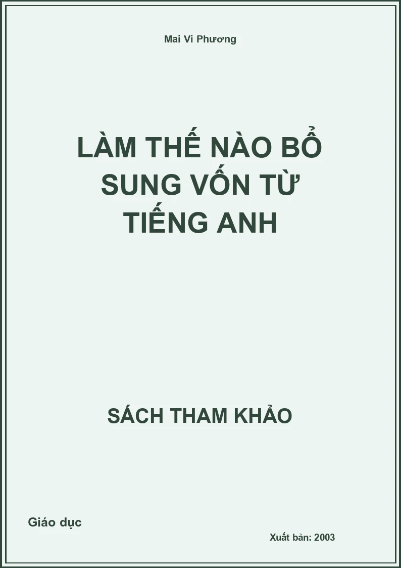 Làm thế nào bổ sung vốn từ Tiếng anh