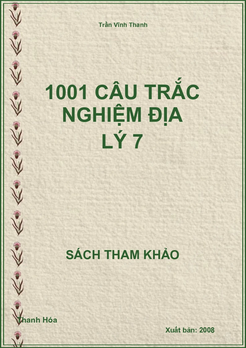 1001 Câu trắc nghiệm Địa lý 7