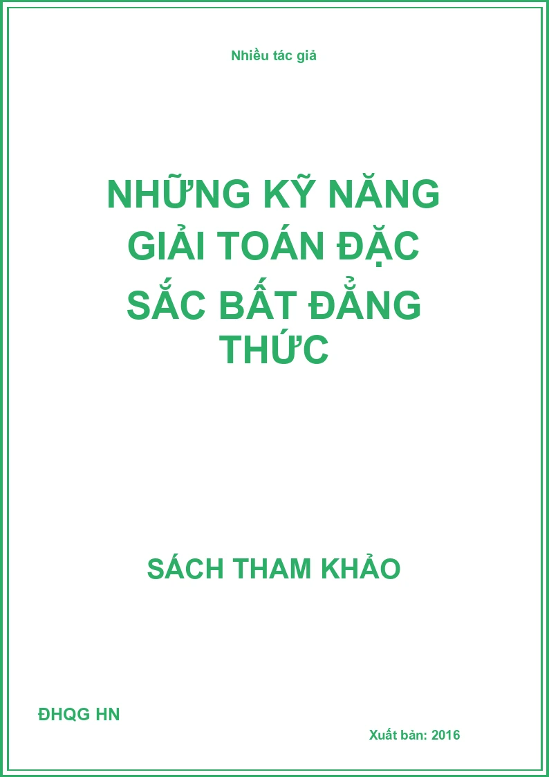 Những Kỹ Năng Giải Toán Đặc Sắc Bất Đẳng Thức