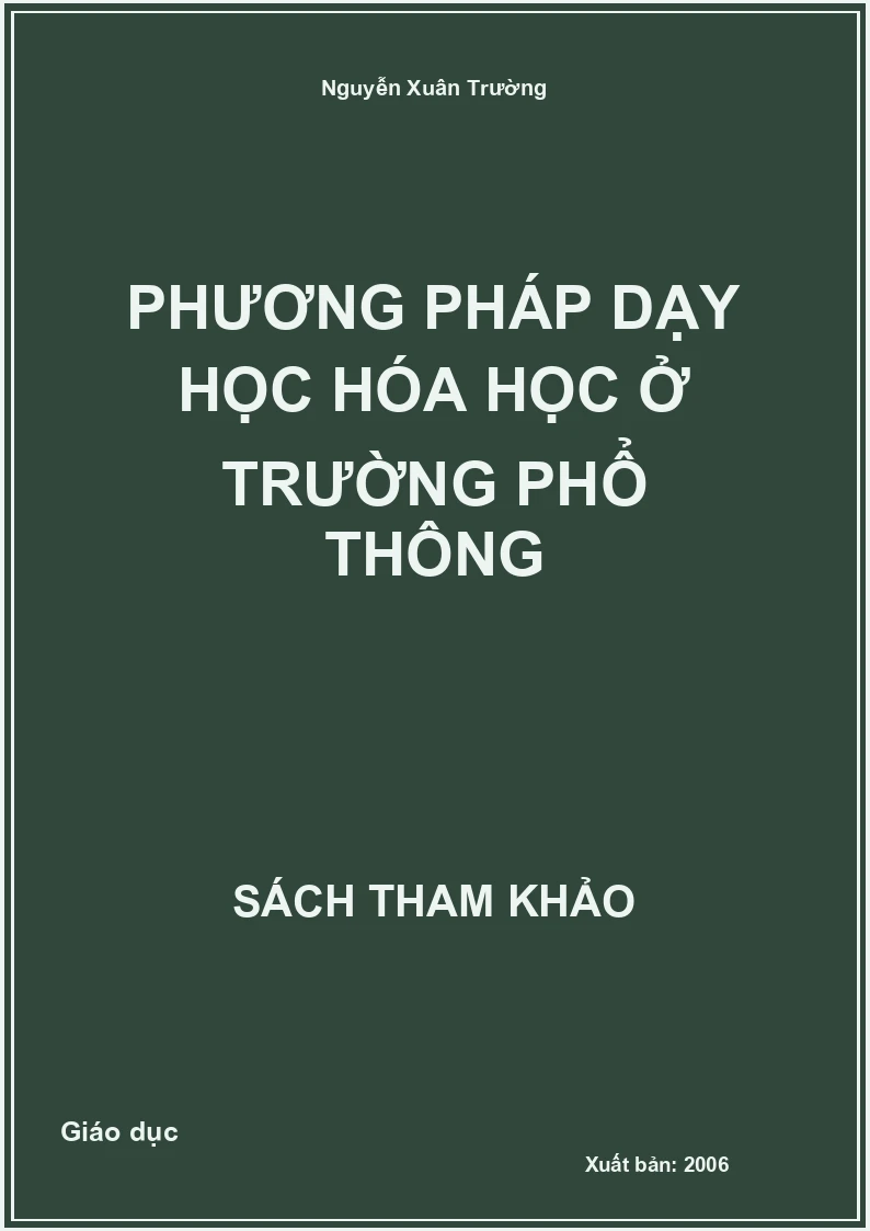 Phương pháp dạy học Hóa học ở trường phổ thông