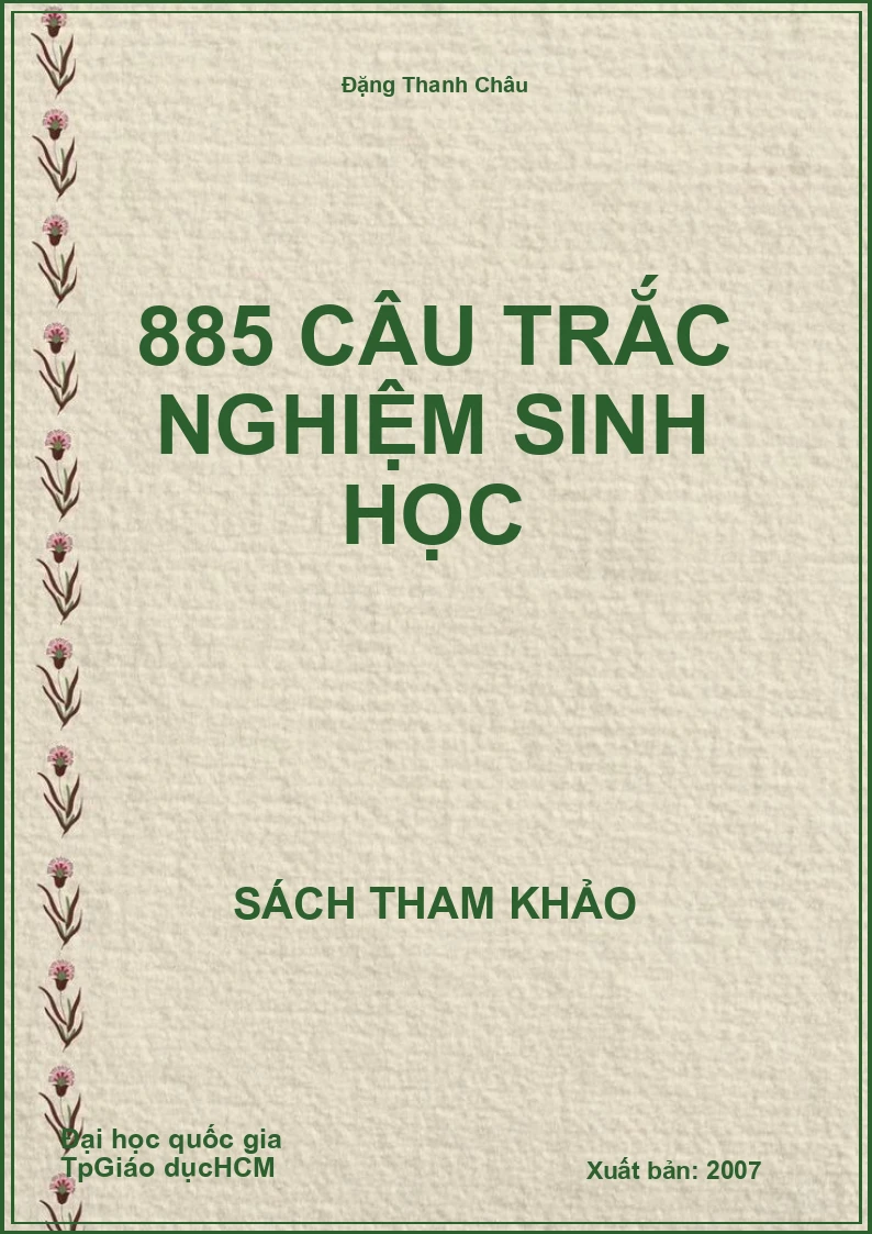 885 câu trắc nghiệm Sinh học