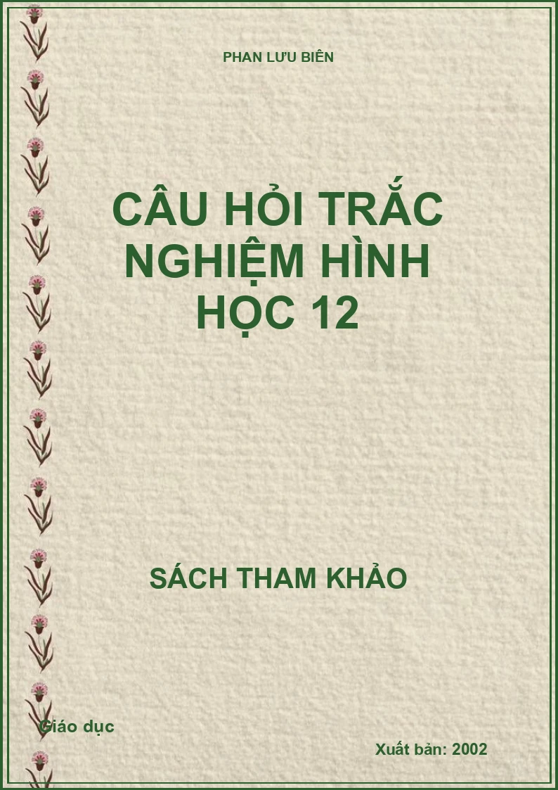 Câu Hỏi Trắc Nghiệm Hình Học 12