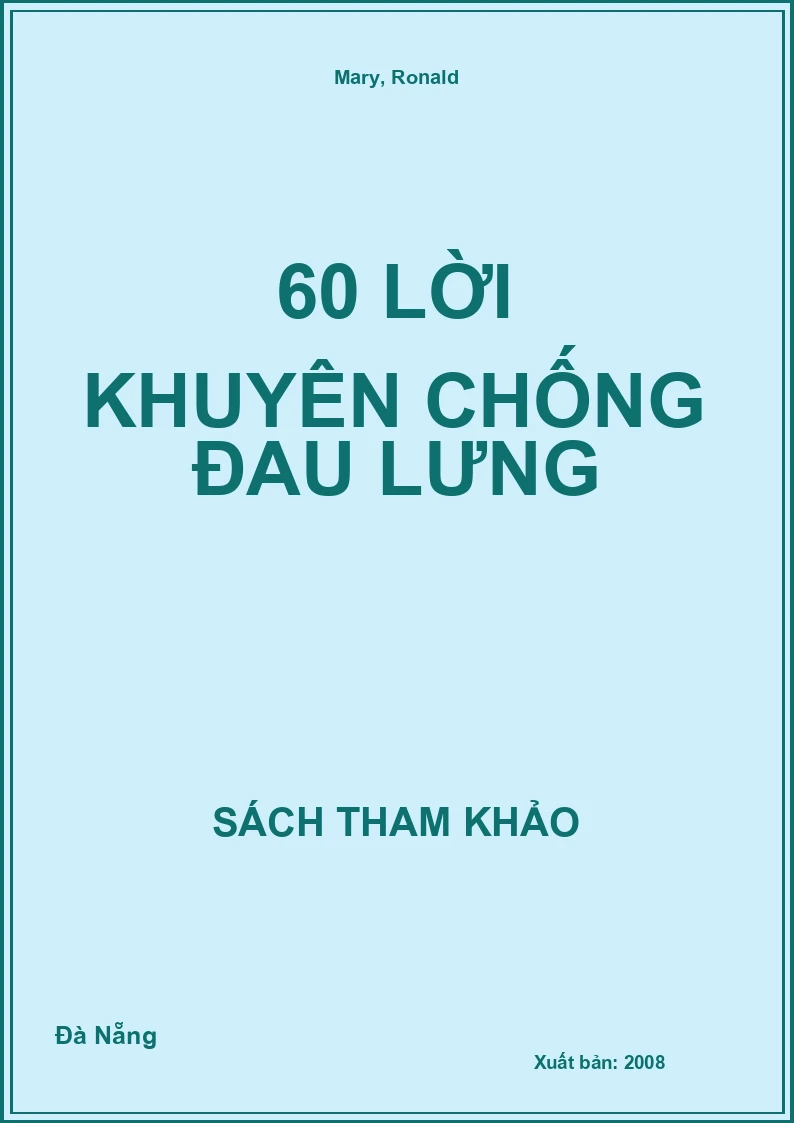 60 lời khuyên chống đau lưng