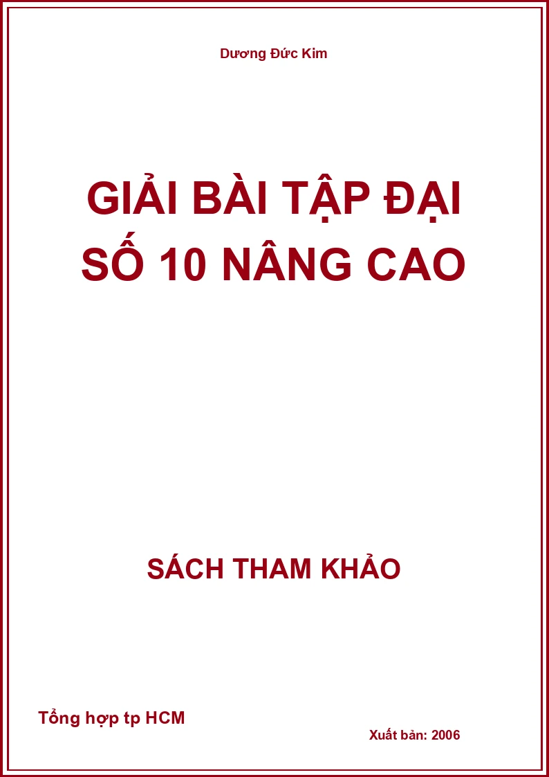 Giải bài tập đại số 10 nâng cao