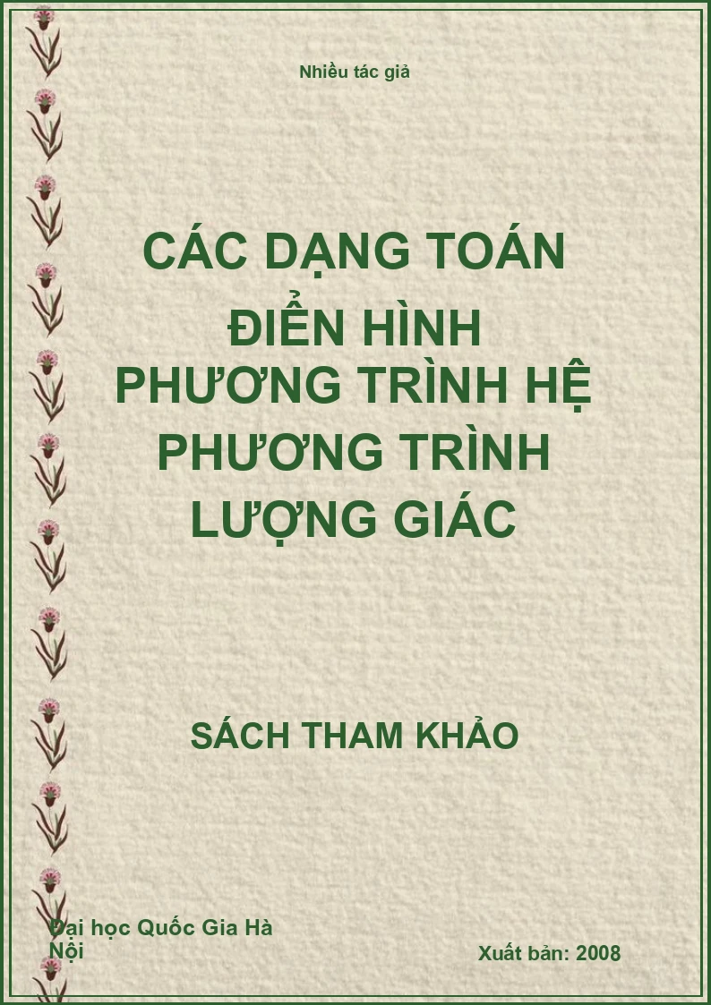 Các dạng toán điển hình phương trình hệ phương trình lượng giác
