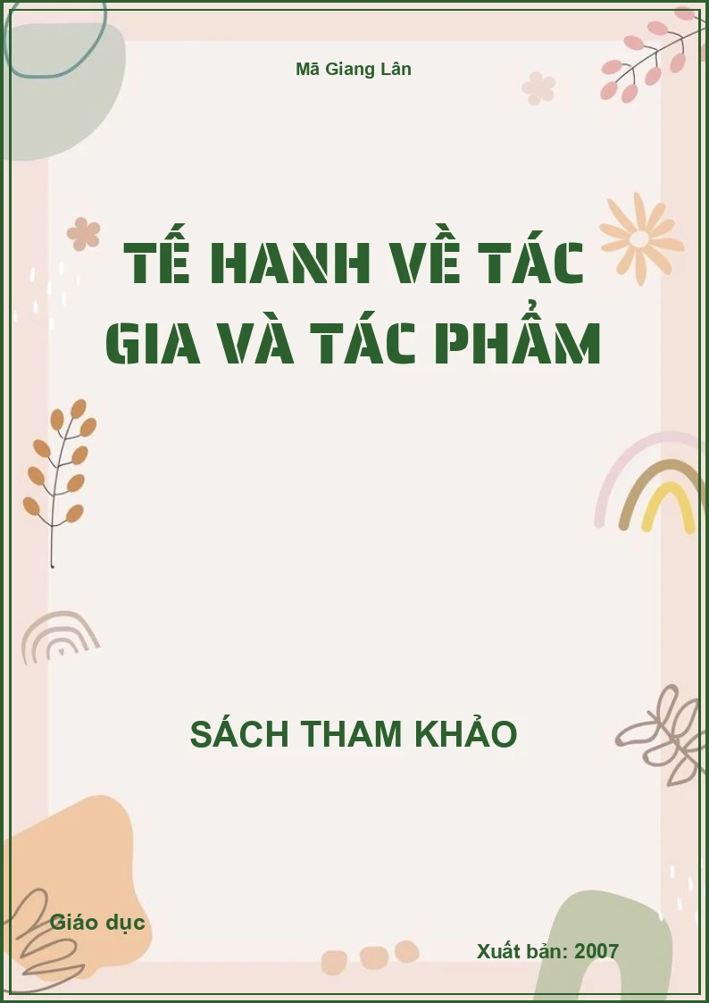 Tế Hanh về tác gia và tác phẩm