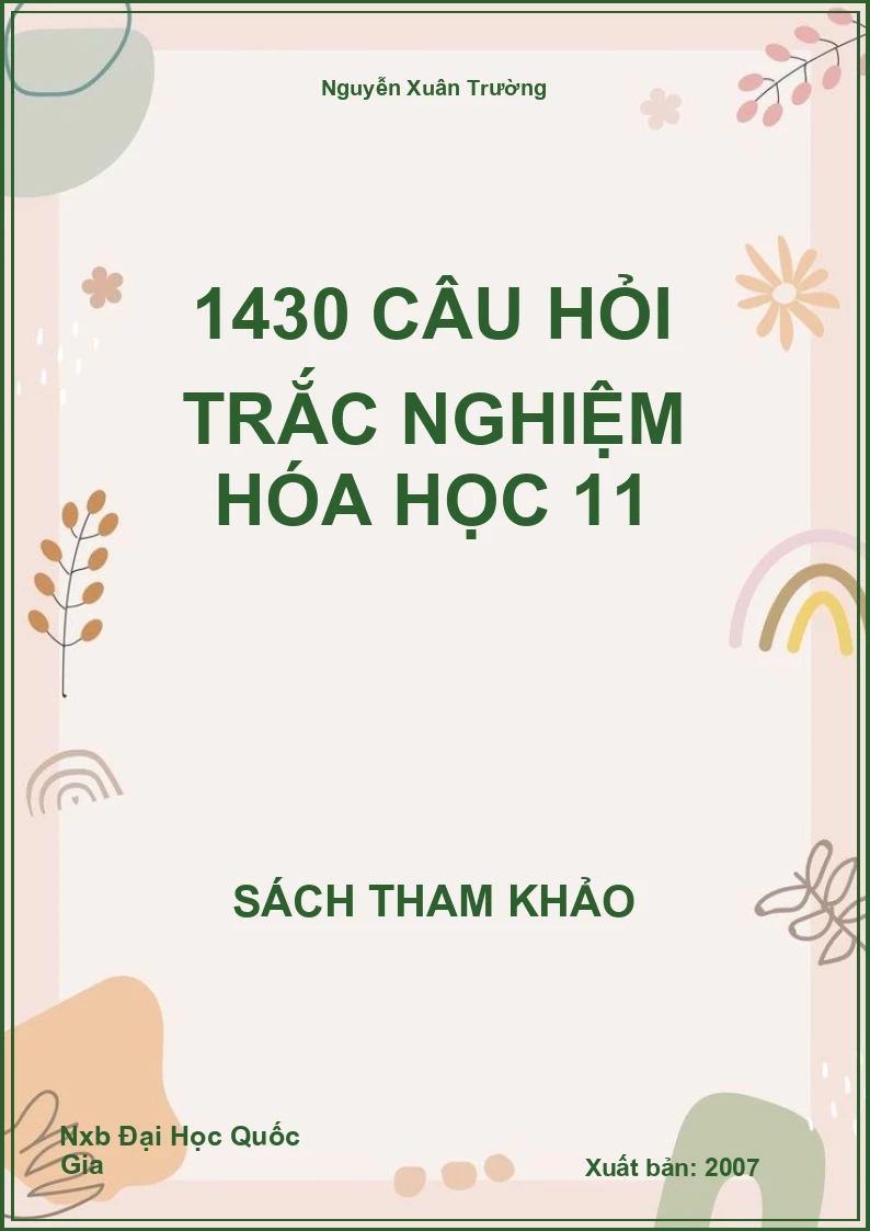 1430 câu hỏi trắc nghiệm hóa học 11