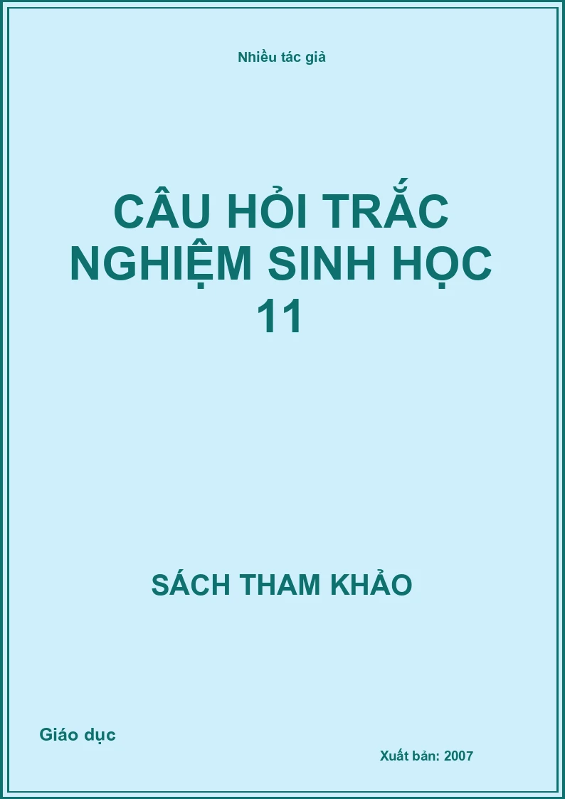 Câu hỏi trắc nghiệm sinh học 11