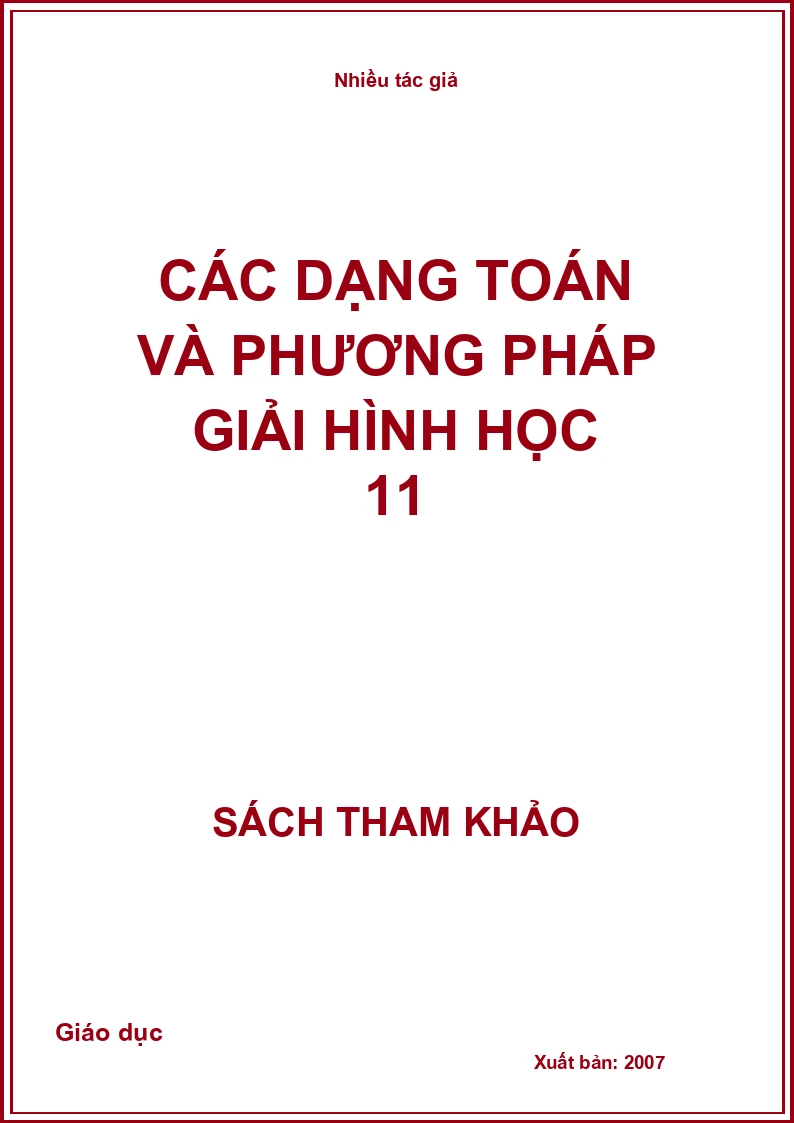 Các dạng toán và phương pháp giải hình học 11
