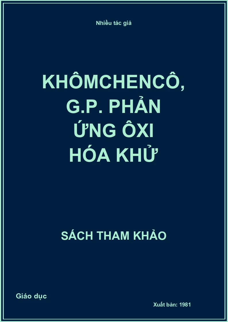 Khômchencô, G.P. Phản Ứng Ôxi Hóa Khử