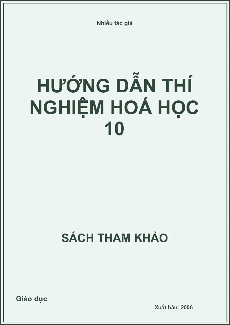 Hướng dẫn thí nghiệm hoá học 10