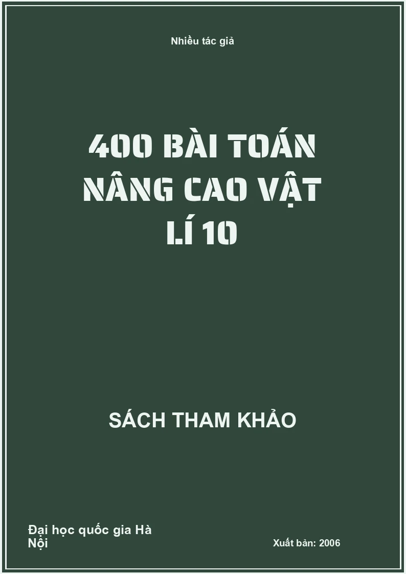 400 bài toán nâng cao vật lí 10