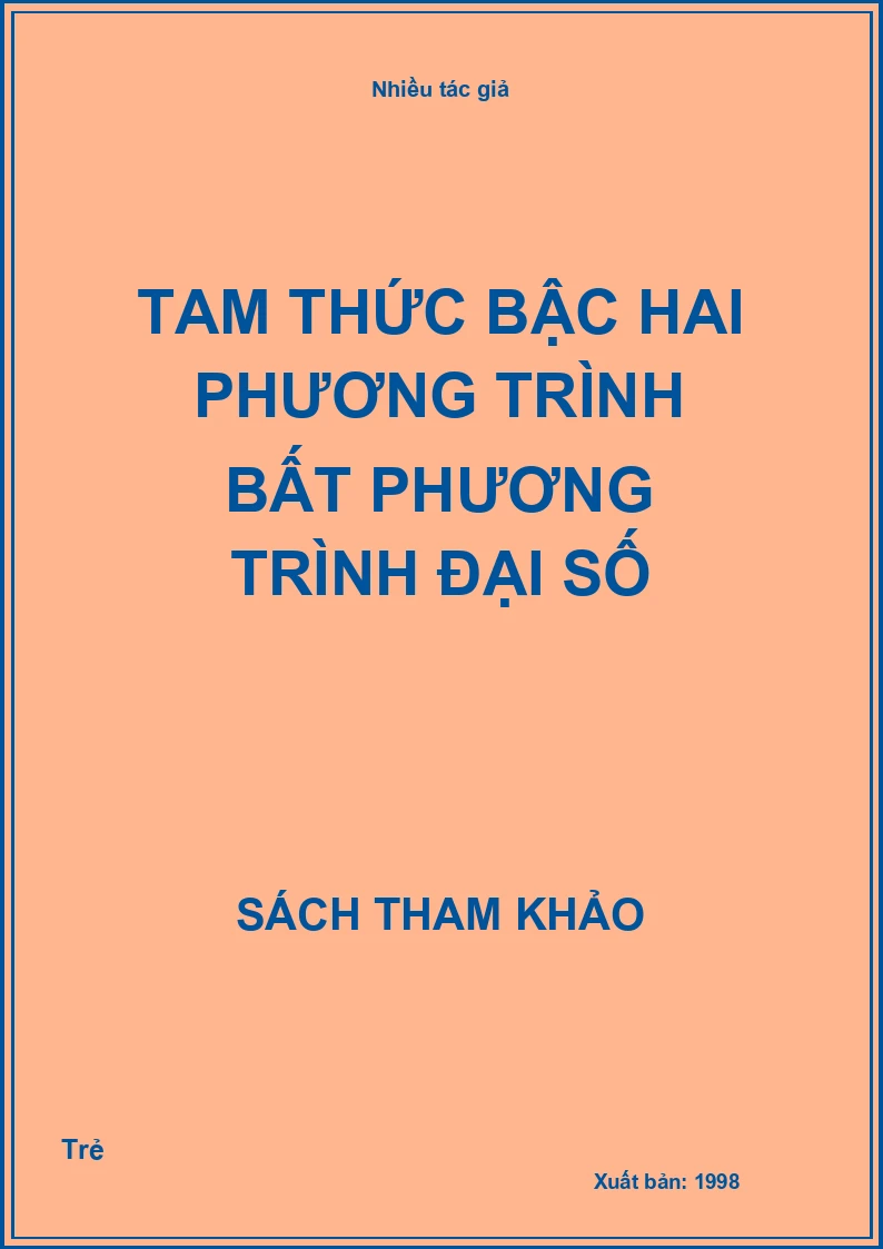 Tam Thức Bậc Hai Phương Trình Bất Phương Trình Đại Số