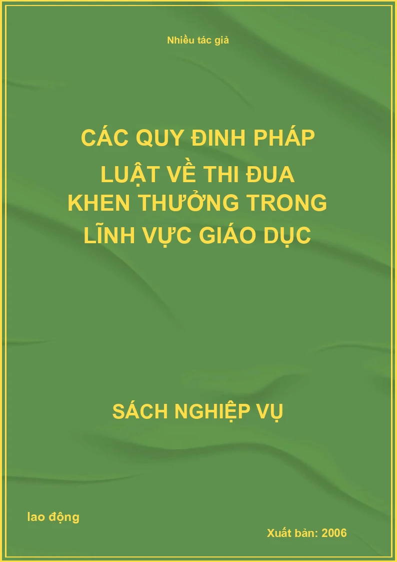 Các quy đinh pháp luật về thi đua khen thưởng trong lĩnh vực giáo dục