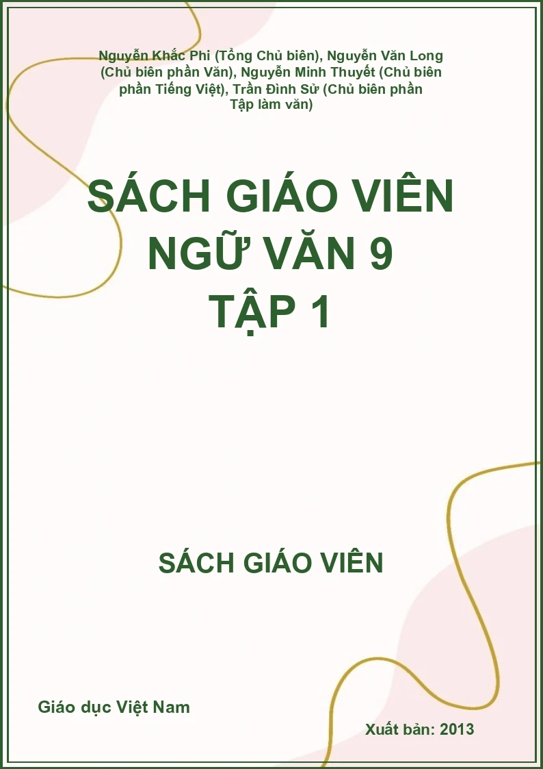Sách giáo viên Ngữ văn 9 Tập 1