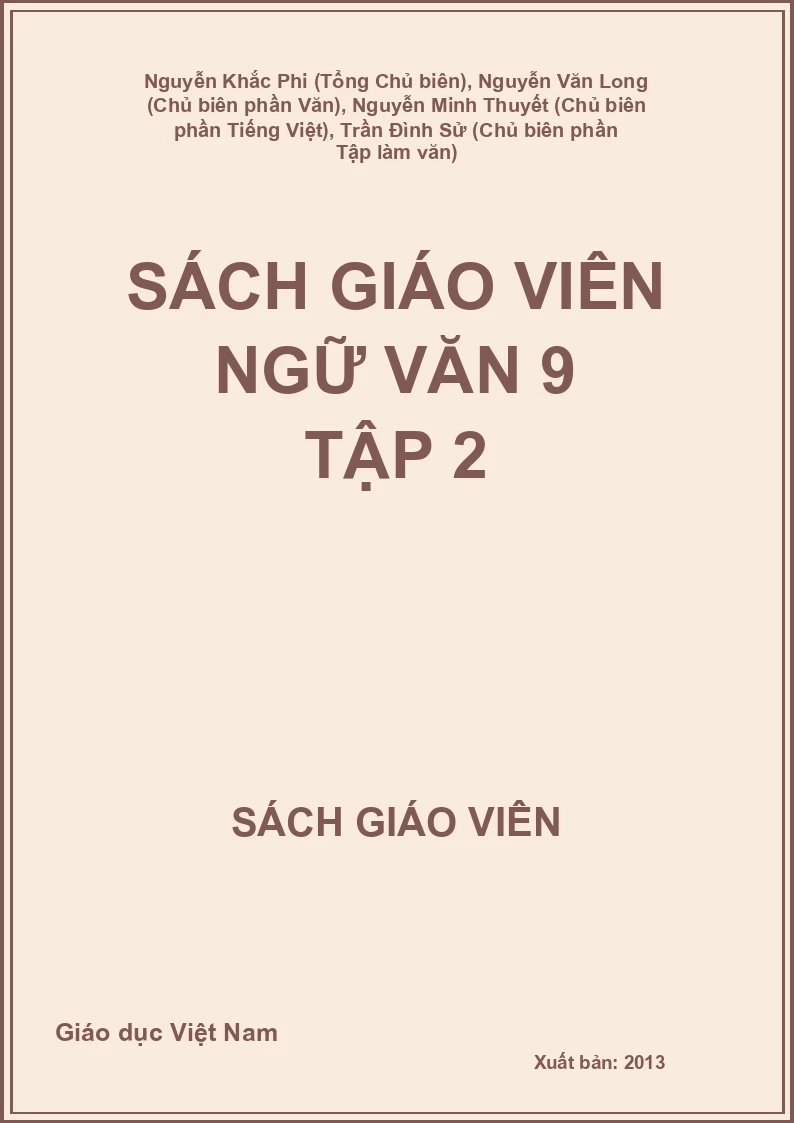 Sách giáo viên Ngữ văn 9 Tập 2