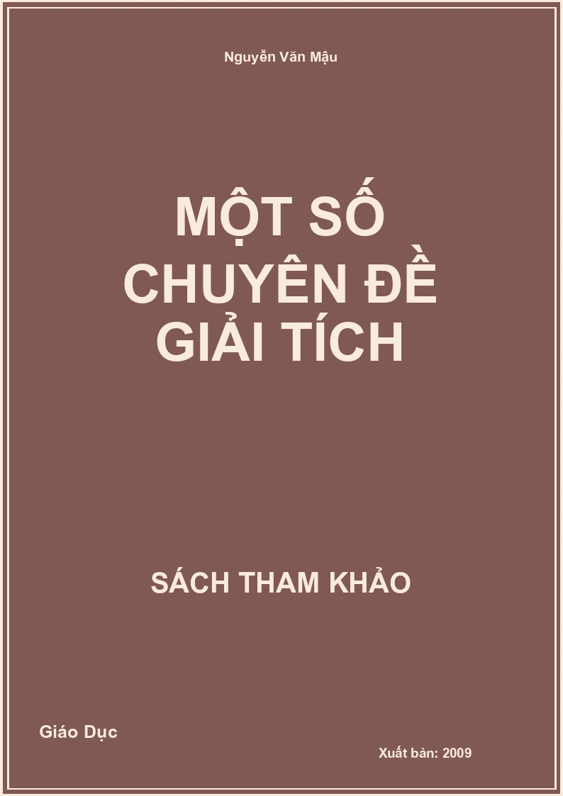 Một số chuyên đề Giải tích