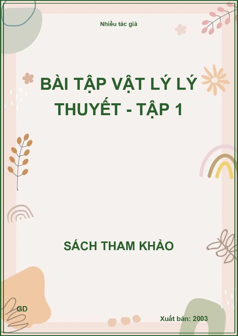 Bài tập vật lý lý thuyết - Tập 1