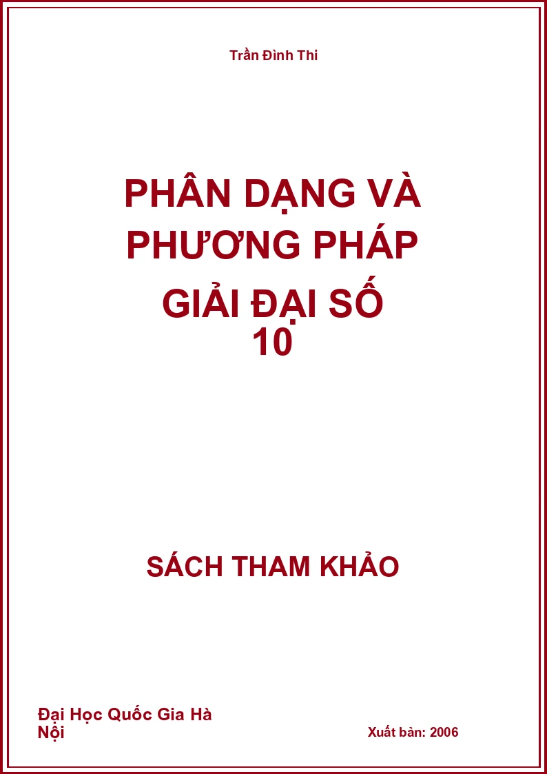 Phân dạng và phương pháp giải Đại số 10