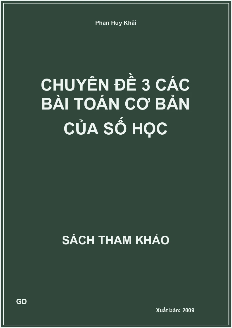 Chuyên đề 3 Các bài toán cơ bản của Số học