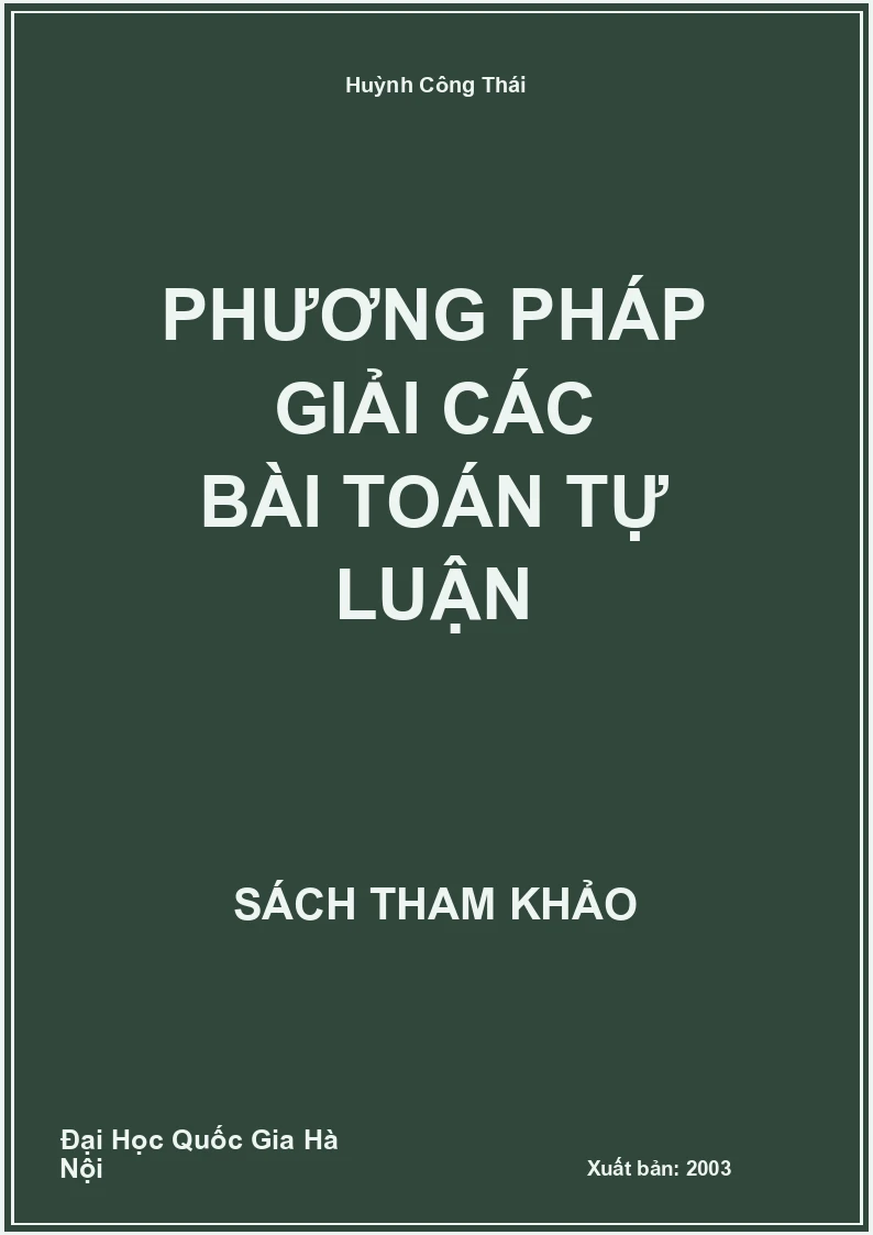 Phương pháp giải các bài Toán tự luận