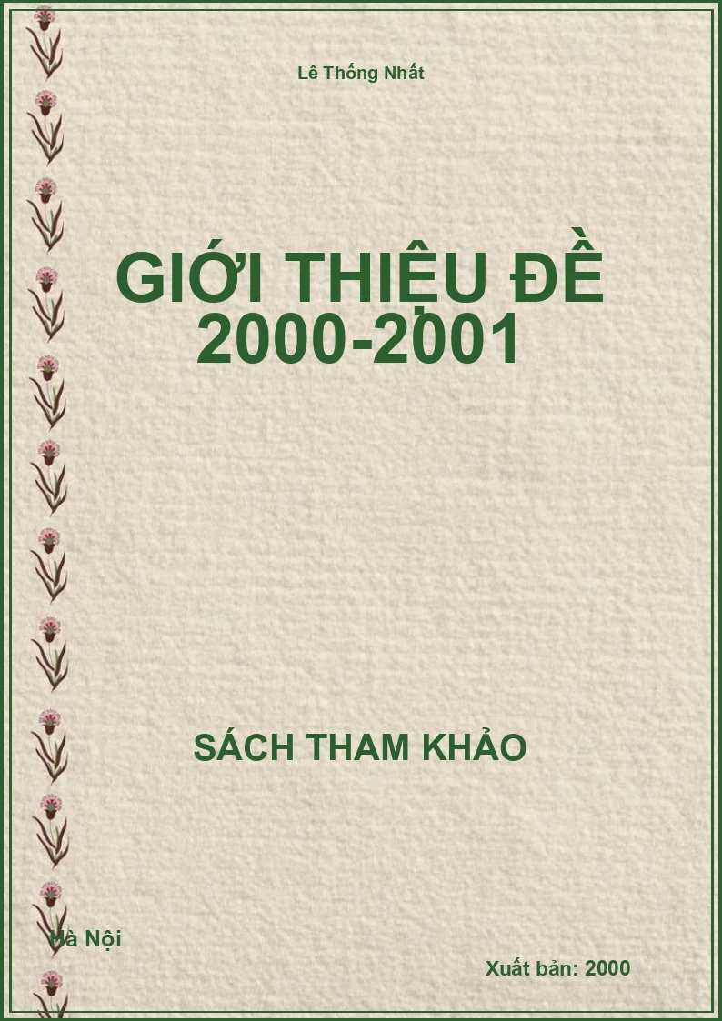 Giới thiệu đề 2000-2001