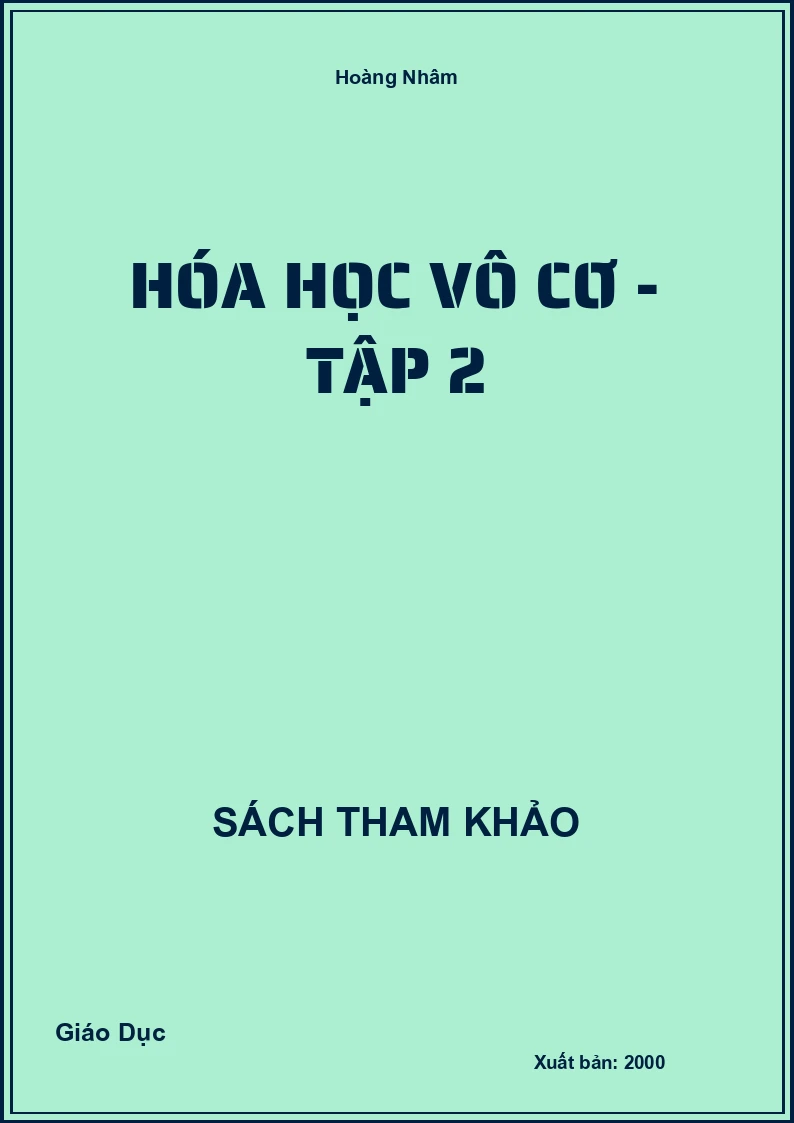 Hóa Học Vô Cơ - Tập 2