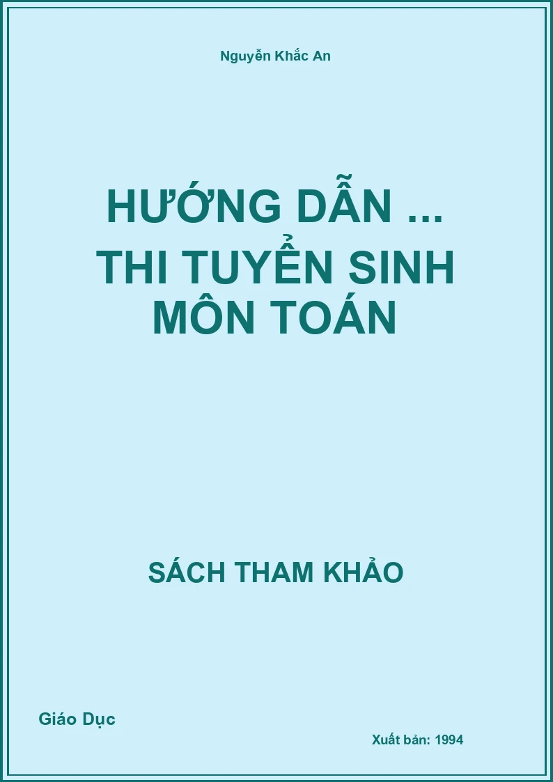 Hướng Dẫn ... Thi Tuyển Sinh Môn Toán