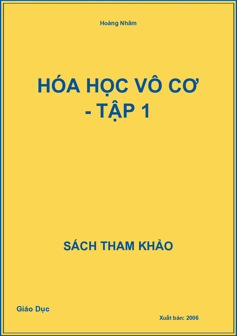 Hóa Học Vô Cơ - Tập 1