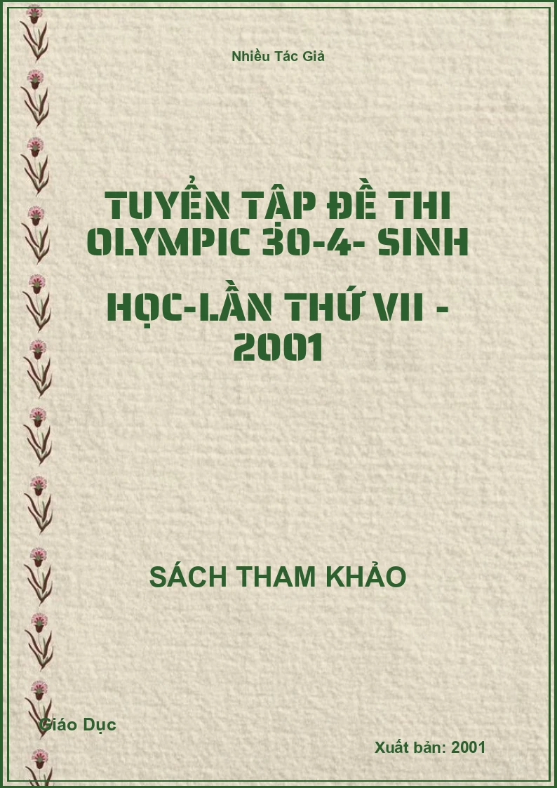 Tuyển tập đề thi Olympic 30-4- Sinh học-Lần thứ VII - 2001