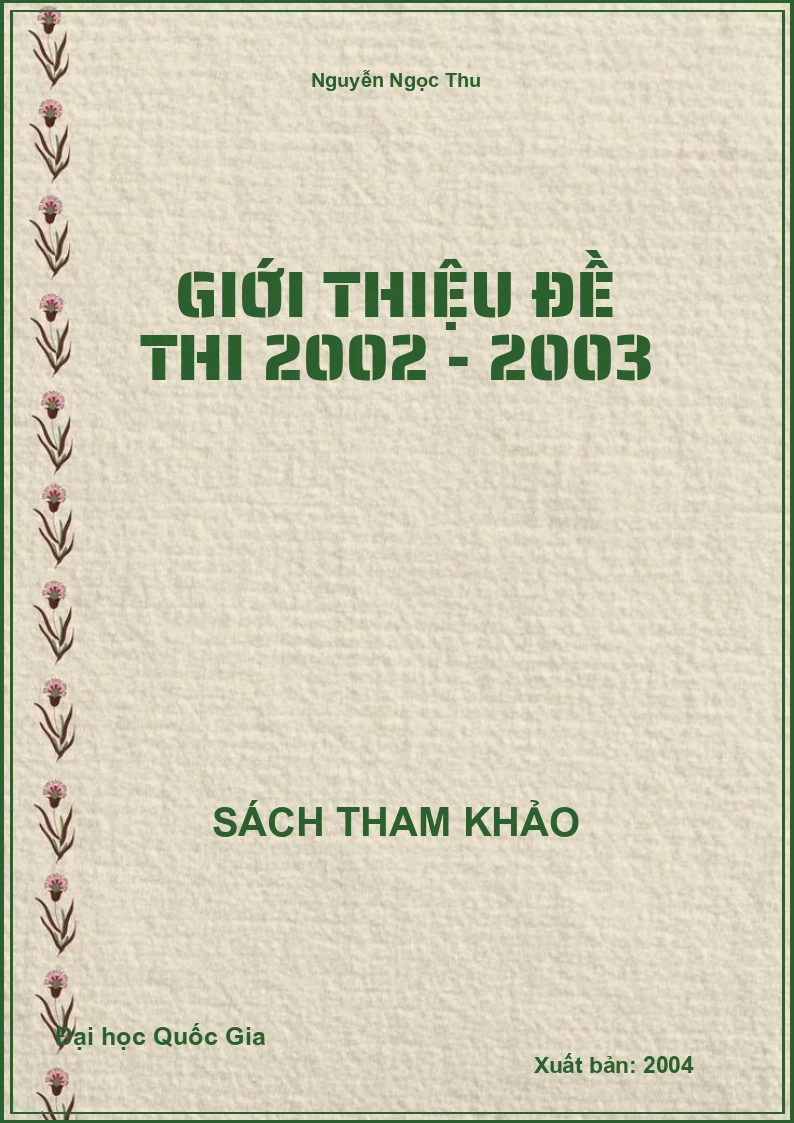 Giới thiệu đề thi 2002 - 2003