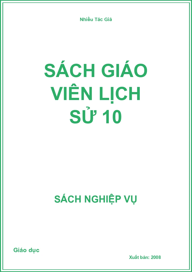 Sách Giáo Viên Lịch Sử 10