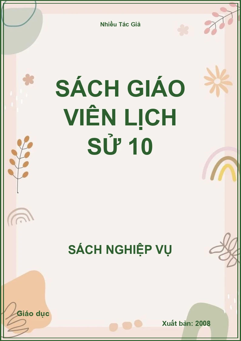 Sách Giáo Viên Lịch Sử 10